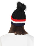 FabSeasons Acrylic Black Woolen Winter skull cap with faux fur lining.