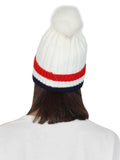 FabSeasons Acrylic White Woolen Winter skull cap with faux fur lining