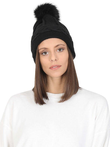 FabSeasons Acrylic Black Woolen Winter skull cap for Girls & Women