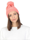 FabSeasons Acrylic Pink Woolen Winter skull cap for Girls & Women