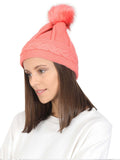 FabSeasons Acrylic Pink Woolen Winter skull cap for Girls & Women