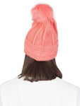 FabSeasons Acrylic Pink Woolen Winter skull cap for Girls & Women