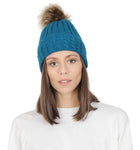 FabSeasons Acrylic Blue Woolen Winter skull cap with Pom Pom for Girls & Women