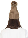 FabSeasons Acrylic Brown Woolen Winter skull cap with Pom Pom for Girls & Women
