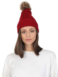 FabSeasons Acrylic Maroon Woolen Winter skull cap with Pom Pom for Girls & Women freeshipping - FABSEASONS