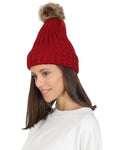 FabSeasons Acrylic Maroon Woolen Winter skull cap with Pom Pom for Girls & Women