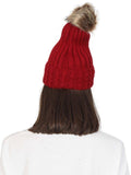 FabSeasons Acrylic Maroon Woolen Winter skull cap with Pom Pom for Girls & Women