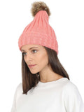 FabSeasons Acrylic Pink Woolen Winter skull cap with Pom Pom for Girls & Women freeshipping - FABSEASONS