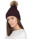 FabSeasons Acrylic Purple Woolen Winter skull cap with Pom Pom for Girls & Women freeshipping - FABSEASONS