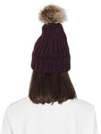 FabSeasons Acrylic Purple Woolen Winter skull cap with Pom Pom for Girls & Women