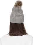 FabSeasons Grey Acrylic Woolen Winter skull cap with Pom Pom for Girls & Women