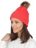 FabSeasons Pink Acrylic Woolen Winter skull cap with Pom Pom for Girls & Women