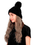 FabSeasons Winter Black skull cap with Pom Pom & a Detachable Wig for Girls & Women