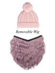 FabSeasons Winter Lightpink skull cap with Pom-Pom & Detachable Wig for Girls & Women