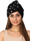 FabSeasons Acrylic Black Woolen casual & ethnic Skull Cap with Studs freeshipping - FABSEASONS