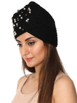 FabSeasons Acrylic Black Woolen casual & ethnic Skull Cap with Studs