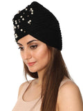 FabSeasons Acrylic Black Woolen casual & ethnic Skull Cap with Studs