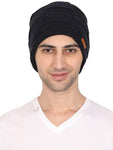 Fabseasons Black Acrylic Woolen Winter Beanie - skull cap