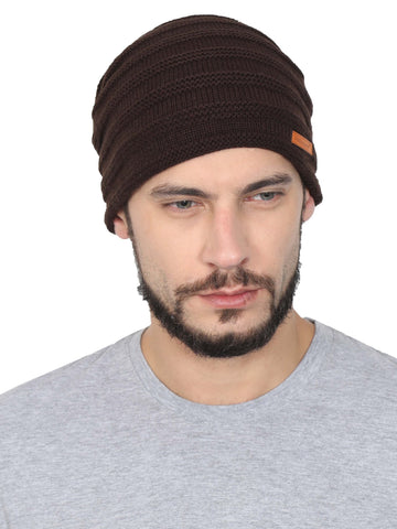 FabSeasons Unisex Acrylic Woolen Winter Beanie / skull cap with faux fur lining