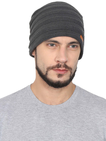 FabSeasons Unisex Acrylic Woolen Winter Beanie / skull cap with faux fur lining