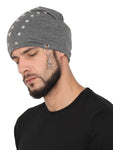 Fabseasons Dark Grey Star Cotton Beanie cap