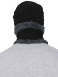 FabSeasons Unisex Black Acrylic Woolen Beanie & Muffler with faux fur lining