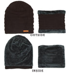 FabSeasons Unisex Dark brown Acrylic Woolen Beanie & Muffler with faux fur lining