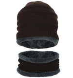 FabSeasons Unisex Dark brown Acrylic Woolen Beanie & Muffler with faux fur lining