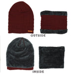 FabSeasons Unisex Maroon Acrylic Woolen Beanie & Muffler with faux fur lining
