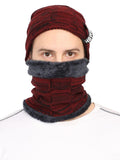 FabSeasons Unisex Maroon Acrylic Woolen Beanie & Muffler with faux fur lining