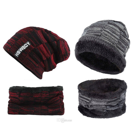 FabSeasons Unisex Acrylic Woolen Beanie & Muffler with faux fur lining, Pack of 2