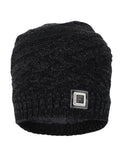 Fabseasons Unisex Acrylic Black Woolen Beanie for winters with faux fur lining