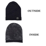 Unisex Acrylic DarkBlue Woolen Beanie for winters with faux fur lining