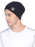 Unisex Acrylic DarkBlue Woolen Beanie for winters with faux fur lining