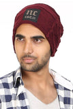 Fabseasons Maroon Woven Skull & Beanie Cap