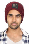 Fabseasons Maroon Woven Skull & Beanie Cap