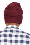 Fabseasons Maroon Woven Skull & Beanie Cap