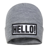 Fabseasons Grey HELLO Skull Cap for Winters