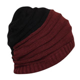 FabSeasons Unisex Dual Color Black & Maroon Acrylic Woolen Slouchy Beanie Cap freeshipping - FABSEASONS