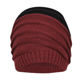 FabSeasons Unisex Dual Color Black & Maroon Acrylic Woolen Slouchy Beanie Cap