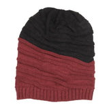 FabSeasons Unisex Dual Color Black & Maroon Acrylic Woolen Slouchy Beanie Cap