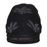 FabSeasons Floral Black Acrylic Woolen Slouchy Beanie and Skull Cap for Winters