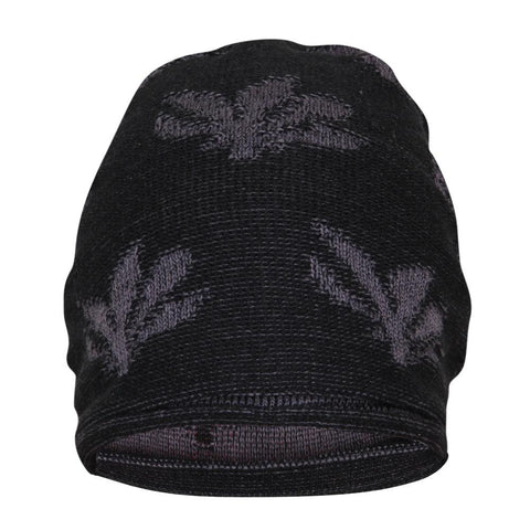 FabSeasons Floral Black Acrylic Woolen Slouchy Beanie and Skull Cap for Winters
