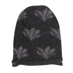 FabSeasons Floral Black Acrylic Woolen Slouchy Beanie and Skull Cap for Winters
