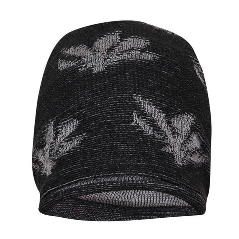 FabSeasons Floral Black Gray Acrylic Woolen Slouchy Beanie and Skull Cap for Winters