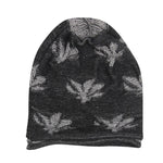 FabSeasons Floral Black Gray Acrylic Woolen Slouchy Beanie and Skull Cap for Winters freeshipping - FABSEASONS