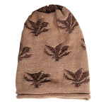 FabSeasons Floral Brown Acrylic Woolen Slouchy Beanie and Skull Cap for Winters