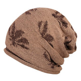 FabSeasons Floral Brown Acrylic Woolen Slouchy Beanie and Skull Cap for Winters
