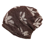 FabSeasons Floral Beign Acrylic Woolen Slouchy Beanie and Skull Cap for Winters