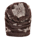 FabSeasons Floral Beign Acrylic Woolen Slouchy Beanie and Skull Cap for Winters
